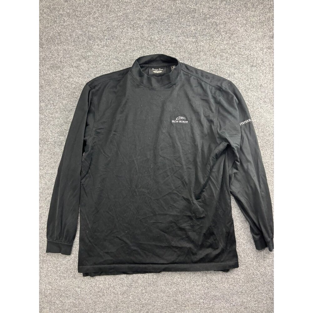 Straight Down Golf T Shirt Men's Large Black Mock Neck Long Sleeve